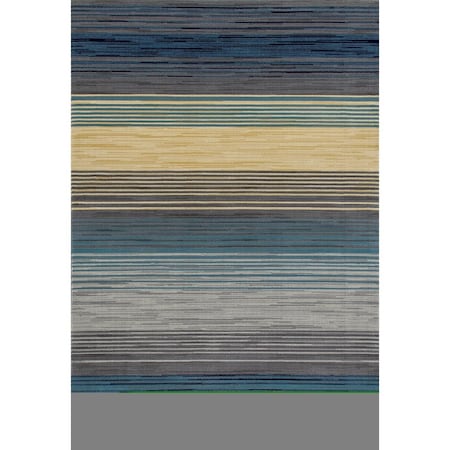 Standalone 4 x 6 ft. Bastille Collection Heathered Stripe Border Woven Area Rug Blue ST3007920